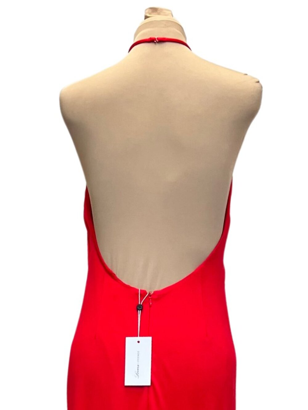 Large NWT - Revolve: Lovers + Friends Red Keyhole Halter Backless Dress - Rosa - Picture 7 of 8